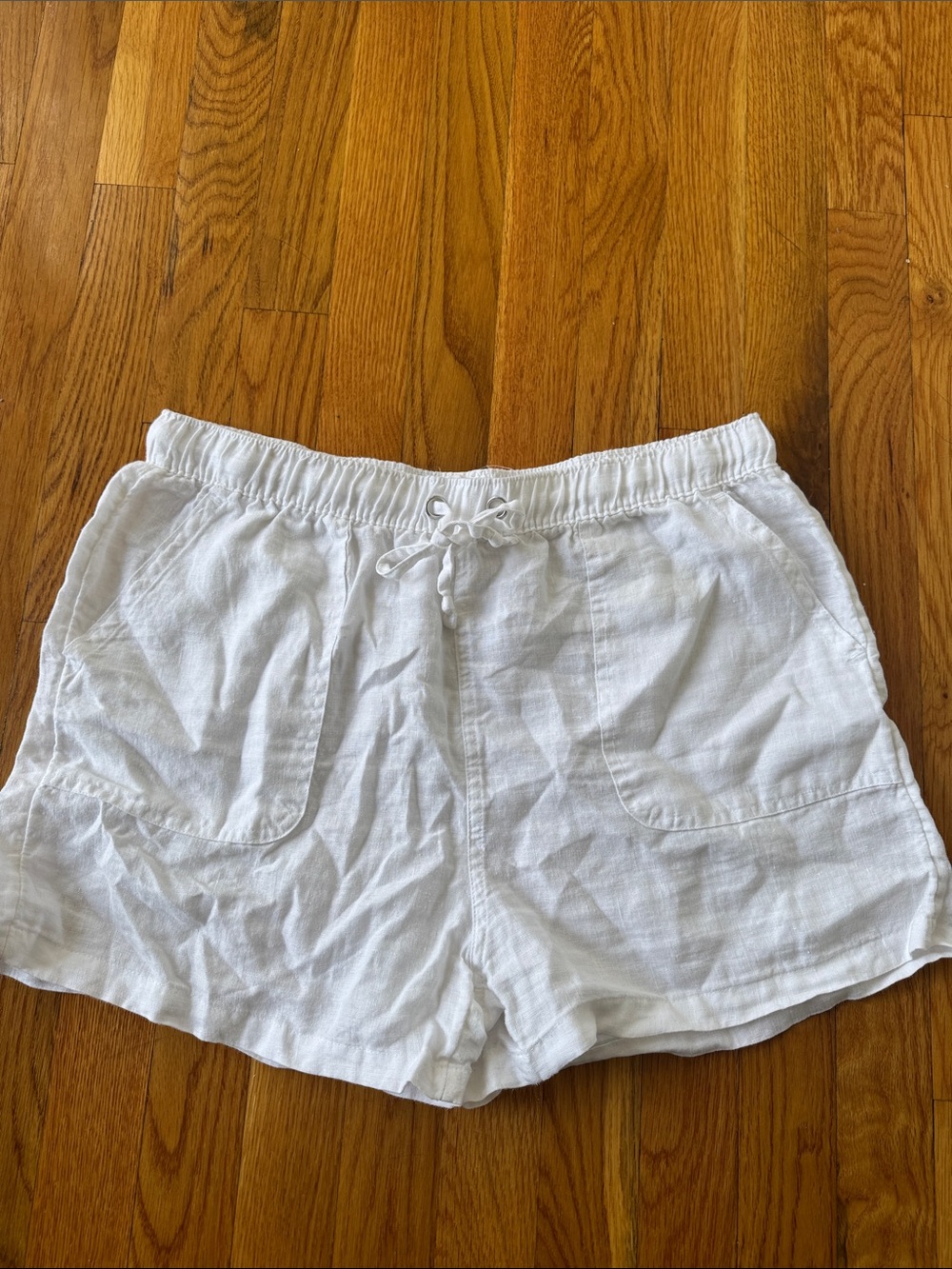 C&C California White 100% Linen-Drawstring Shorts